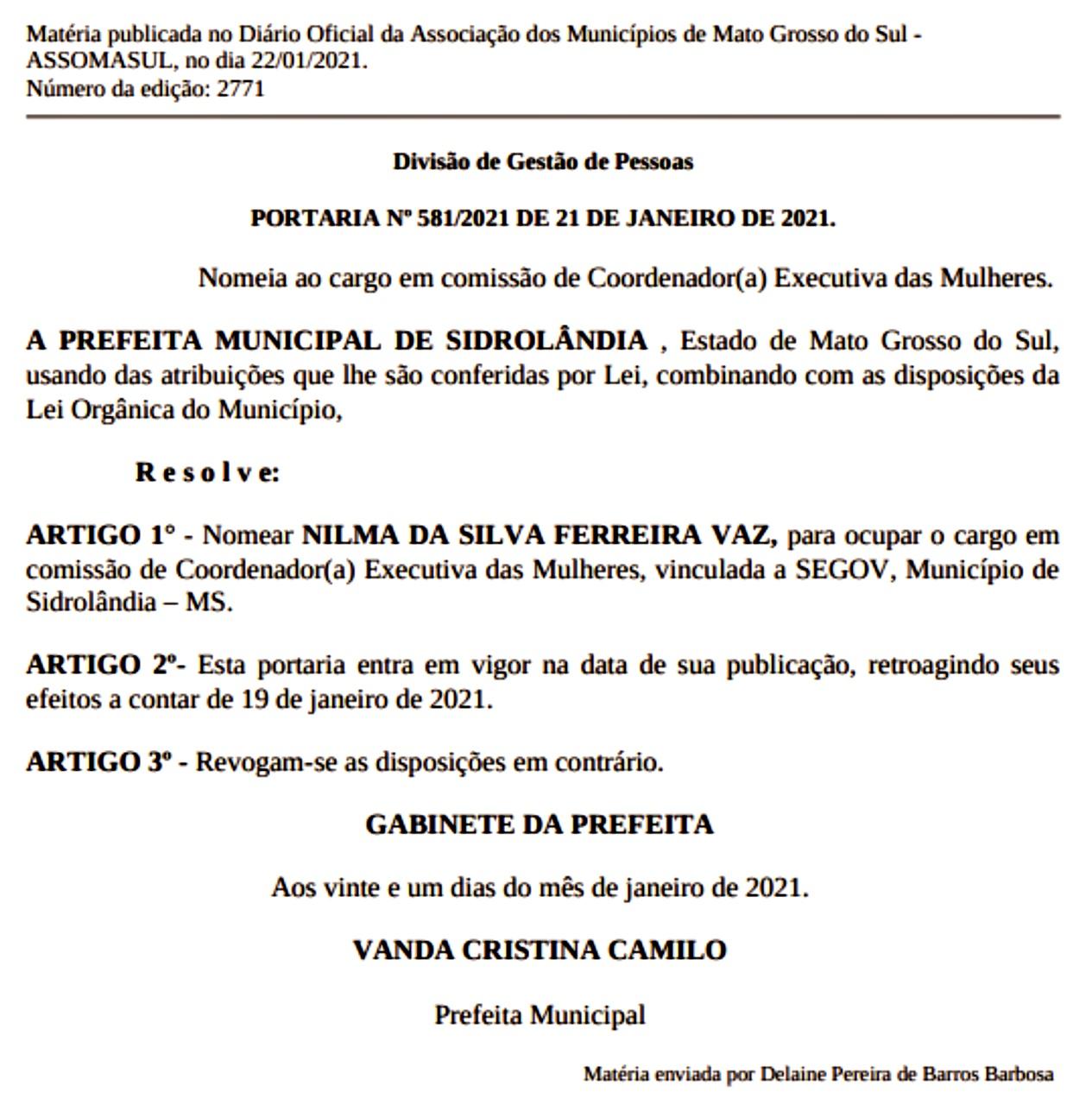 SIDROLÂNDIA: prefeita nomeia “MÃE, ESPOSA e IRMÃO” de vereador em “CARGOS COMISSIONADOS”