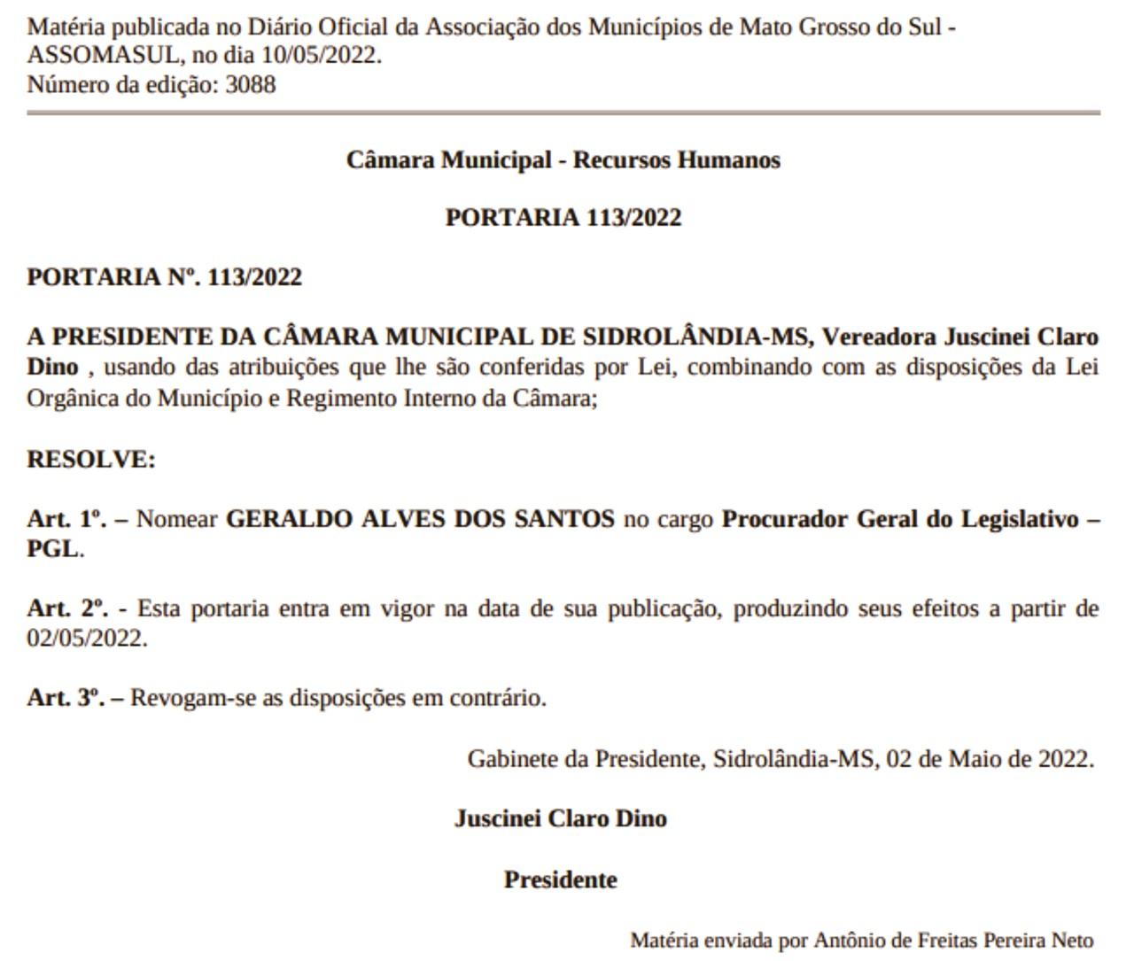 Após ser exonerado, Procurador-Geral é novamente nomeado por JUSCINEI CLARO