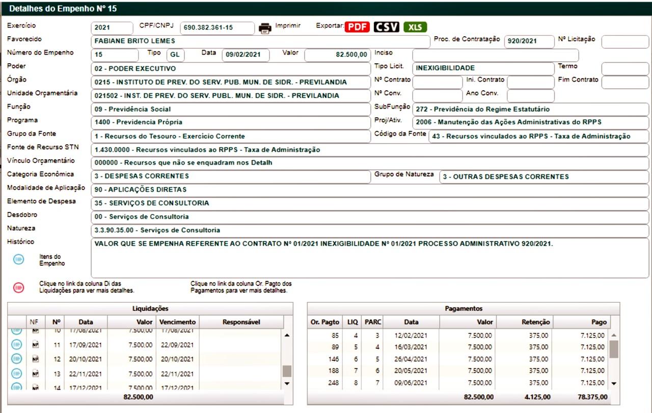 SIDROLÂNDIA: contratos com ESCRITÓRIOS DE ADVOCACIA somam R$ 322.000,00 na PREVILÂNDIA