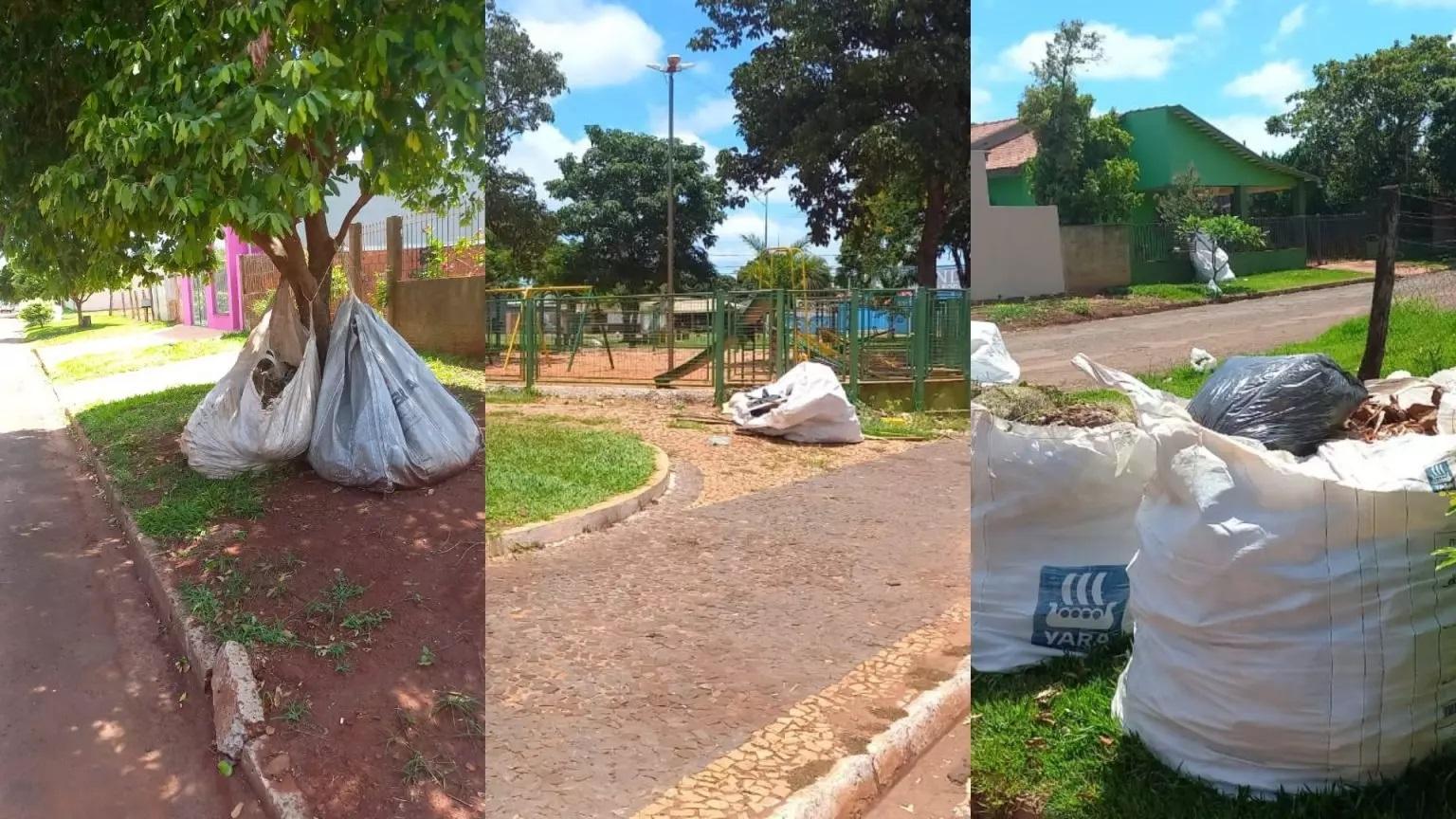 Sacos de lixo gigantes espalhados pelas ruas revoltam moradores de Sidrolândia