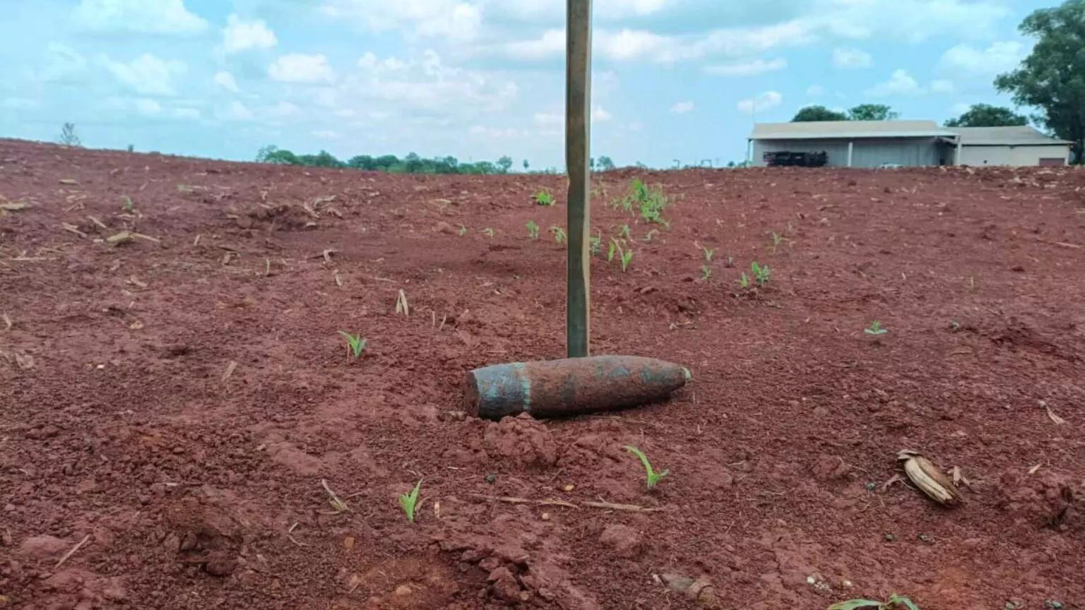 Bope remove bala de canhão encontrada por funcionários de fazenda em Sidrolândia